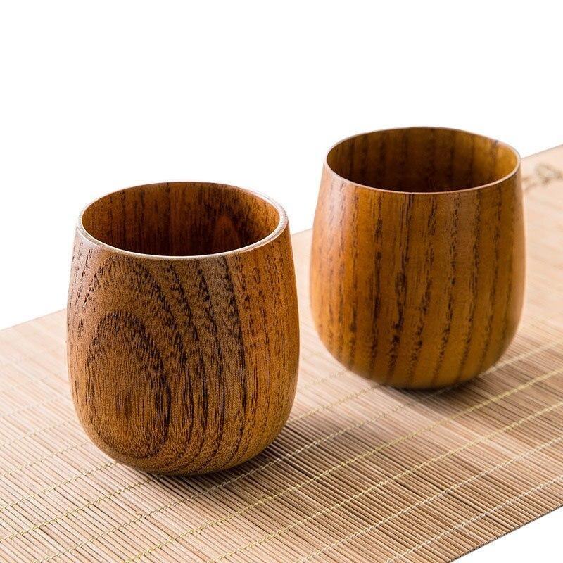 2 tasses artisanales naturelles en bois de jujube couleur bois